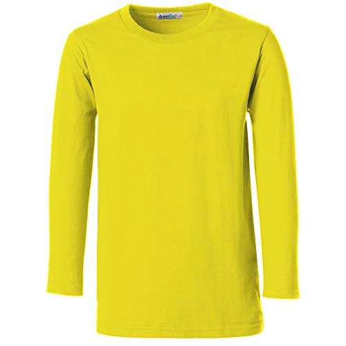 dressforfun Longsleeve Kinder, Basic Langarmshirt, Longshirt, Kind Sweater Baumwolle, Sweat Sportbekleidung, Langarmshirt Jungen, Pullover Mädchen, Kinder - Gelb, 104, Nr. 304415 von dressforfun