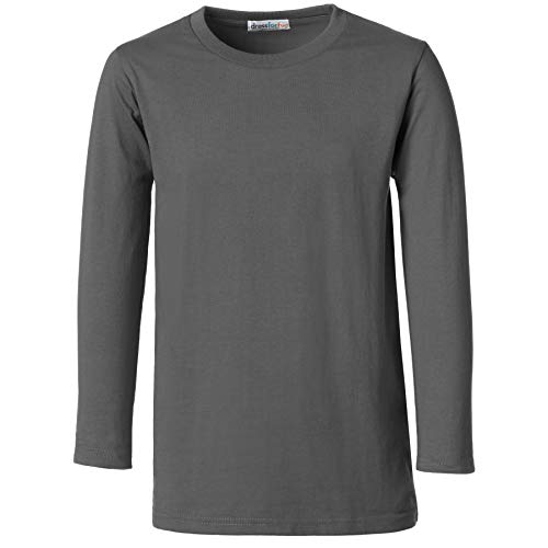 dressforfun Longsleeve Kinder, Basic Langarmshirt Kinder, Longshirt, Kind Sweater Baumwolle, Sweat Sportbekleidung, Langarmshirt Jungen, Pullover Mädchen, Kinder - (Grau | 104 | Nr. 304470) von dressforfun