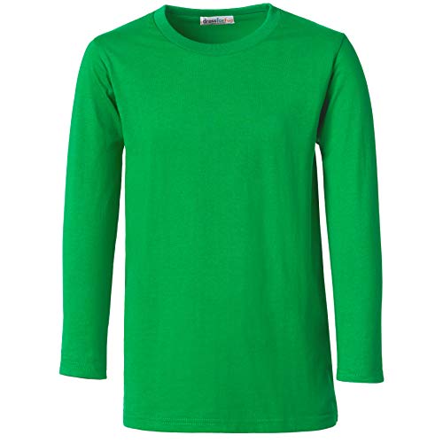 dressforfun 901033 Kinder Longsleeve, Basic Langarm Shirt mit Rundhalsausschnitt, Baumwolle - Diverse Farben und Größen - (Grün | 128 | Nr. 304482) von dressforfun
