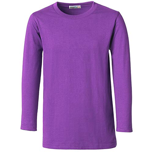 dressforfun 901033 Kinder Longsleeve, Basic Langarm Shirt mit Rundhalsausschnitt, Baumwolle - Diverse Farben und Größen - (Lila | 104 | Nr. 304440) von dressforfun