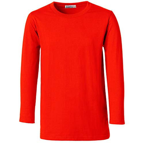 dressforfun Longsleeve Kinder, Basic Langarmshirt Kinder, Longshirt, Kind Sweater Baumwolle, Sweat Sportbekleidung, Langarmshirt Jungen, Pullover Mädchen, Kinder - (Rot | 128 | Nr. 304422) von dressforfun