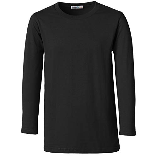 dressforfun Longsleeve Kinder, Basic Langarmshirt Kinder, Longshirt, Kind Sweater Baumwolle, Sweat Sportbekleidung, Langarmshirt Jungen, Pullover Mädchen, Kinder - (Schwarz | 152 | Nr. 304414) von dressforfun