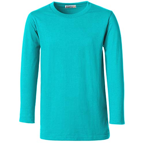 dressforfun Longsleeve Kinder, Basic Langarmshirt Kinder, Longshirt, Kind Sweater Baumwolle, Sweat Sportbekleidung, Langarmshirt Jungen, Pullover Mädchen, Kinder - (Türkis | 116 | Nr. 304456) von dressforfun