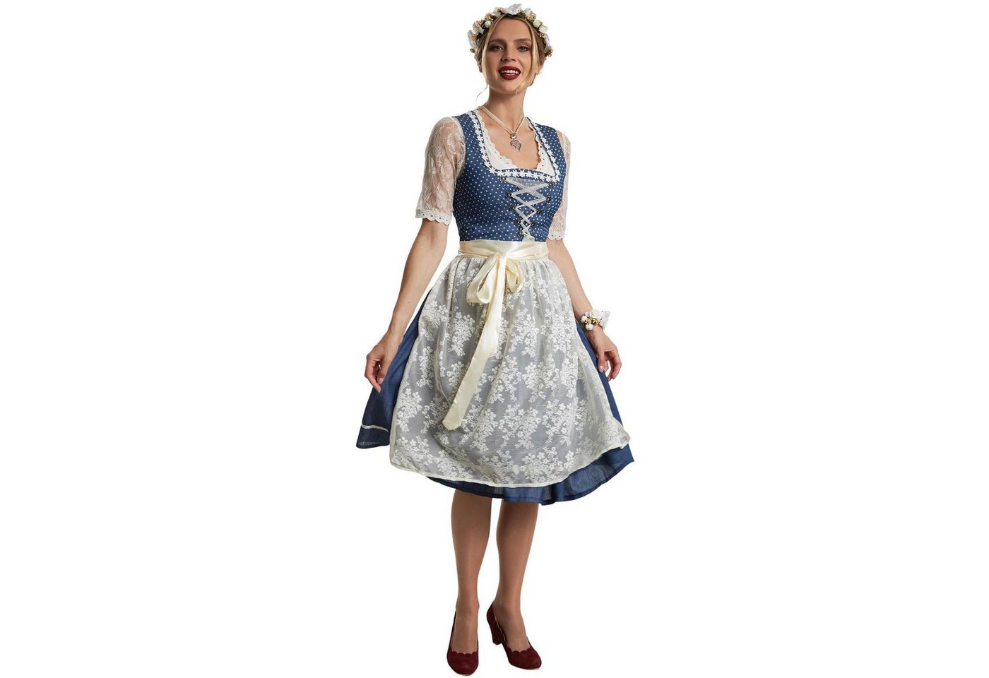 dressforfun Dirndl Frauenkostüm Midi-Dirndl Kleinwalsertal Modell 2 von dressforfun