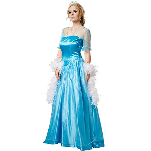 dressforfun Frauenkostüm Eisprinzessin | Seidig glänzendes Einteiler-Kleid mit Überrock aus edlem Organza (XXL | no. 301892) von dressforfun