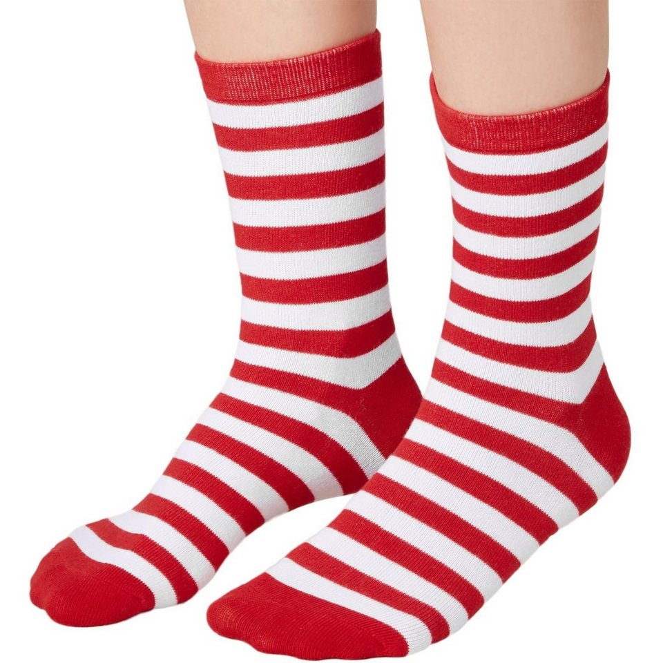 dressforfun Kuschelsocken Weihnachtssocken gestreift weiß-rot von dressforfun