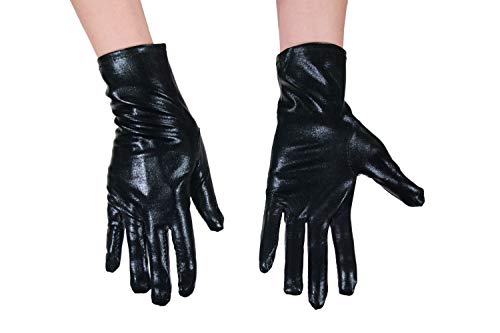 dressmeup DRESS ME UP - K0802B-BLACK Handschuhe Damen Herren Karneval Halloween Metallic Look Glänzend Schwarz Roboter SciFi von dressmeup