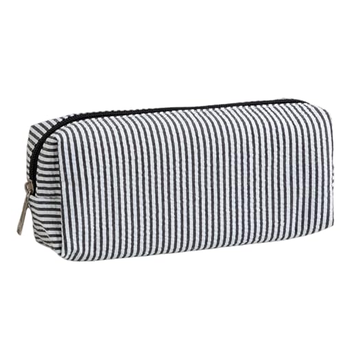 driattie Federmäppchen Größe Mit Reißverschluss, Großes Canvas Federtasche Mit Streifenmuster Für Schulbedarf & Kosmetik, Schule Büro Reise von driattie