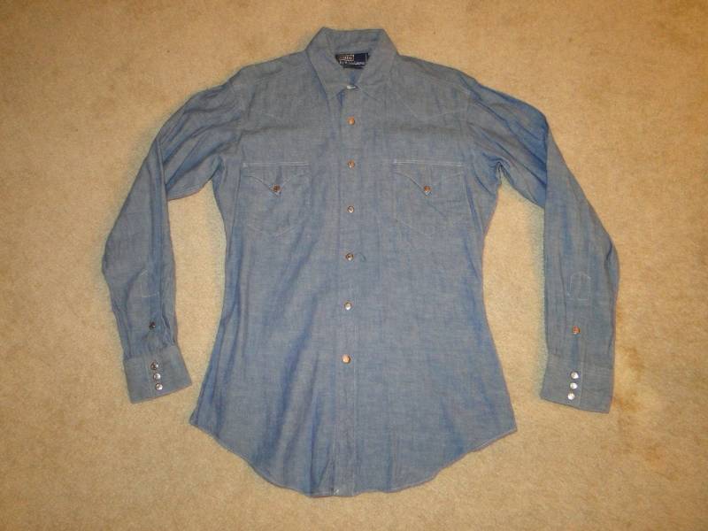 Vintage Polo Von Ralph Lauren Jeans Chambray Western Shirt 80Er Jahre Sz.m von drkvintageStudio