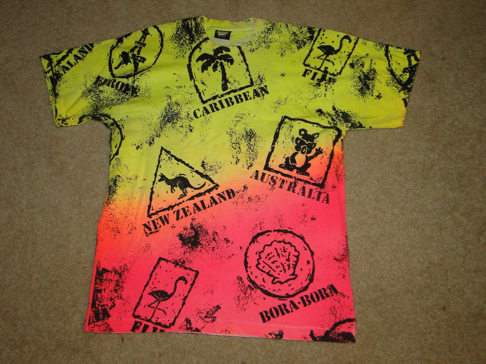 Vintage Siebdruck Sterne T-Shirt 80Er Neuseeland Australta Caribean Bora Sz M von drkvintageStudio