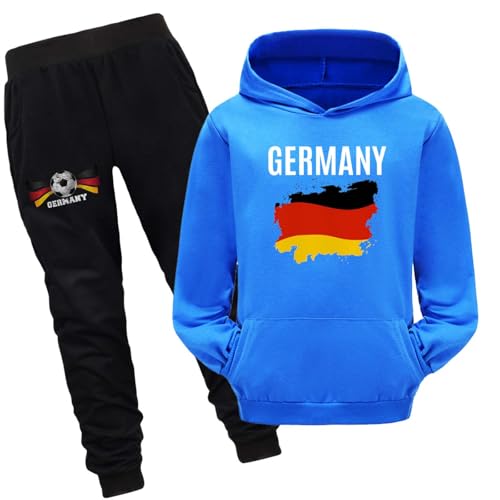 drola Deutschland Flagge Trainingsanzug Sets Deutschland Fan Sweatshirt mit Taschen Jogginghosen Loose Fit Casual Farben für Kinder von drola