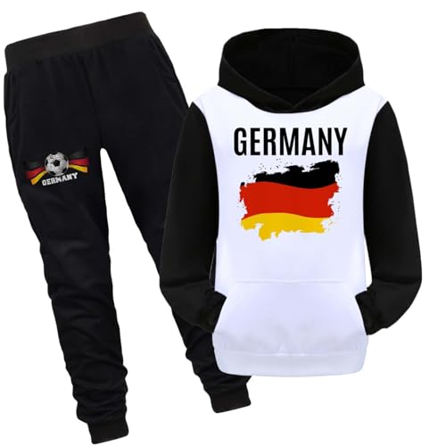 drola Deutschland Flagge Trainingsanzug Sets Deutschland Fan Sweatshirt mit Taschen Jogginghosen Loose Fit Casual Farben für Kinder von drola