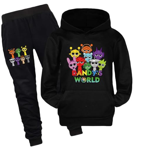 drola Sprunki 100% Baumwolle Kinder 2Pcs Hoodie und Hose Set, Winter elastische Taille Sweatpant Casual Regular Hoodie mit Taschen für Jungen und Mädchen Geschenk von drola