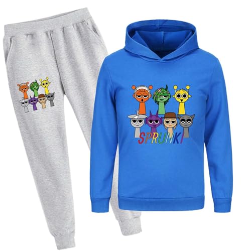 drola Sprunki 100% Baumwolle Kinder Trainingsanzüge Set,Hoodie und Hose Sets Jogger Hose mit Taschen Casual Regular für Jungen und Mädchen Geschenk von drola
