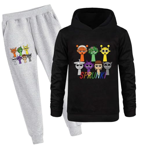 drola Sprunki 100% Baumwolle Kinder Trainingsanzüge Set,Hoodie und Hose Sets Jogger Hose mit Taschen Casual Regular für Jungen und Mädchen Geschenk von drola