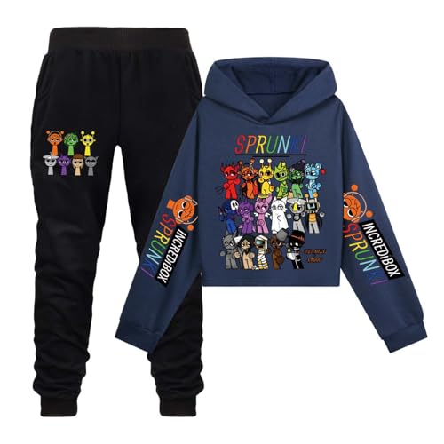 drola Sprunki 100% Baumwolle Trainingsanzug Set,Unisex Kapuzenpullis und Hosen Winter Warm Hooded für Kinder Jungen Mädchen von drola