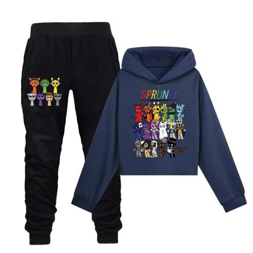 drola Sprunki 100% cotton Kids 2Pcs Hoodie und Pant Set, Winter elastische Taille Sweatpant Jogger Casual Regular für Jungen und Mädchen Geschenk von drola