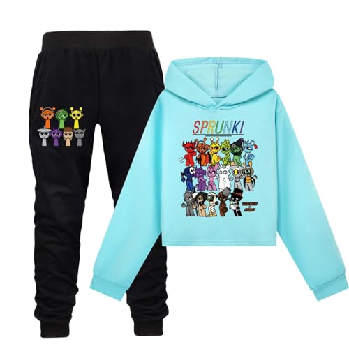 drola Sprunki 100% cotton Kids 2Pcs Hoodie und Pant Set, Winter elastische Taille Sweatpant Jogger Casual Regular für Jungen und Mädchen Geschenk von drola