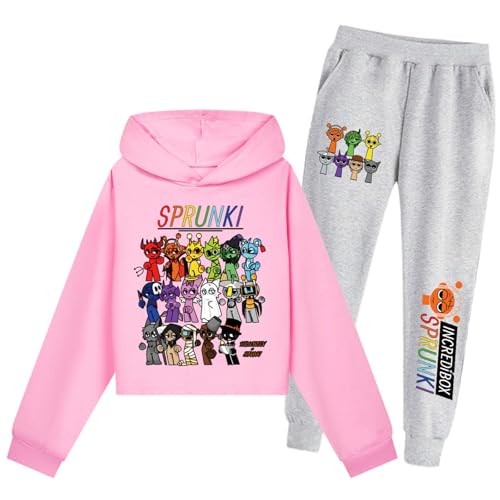 drola Sprunki Hoodie+Hose Sets,100% Baumwolle Kapuzen-Trainingsanzug mit Taschen Jogger Casual Regular Pullover für Jungen und Mädchen Geschenk von drola