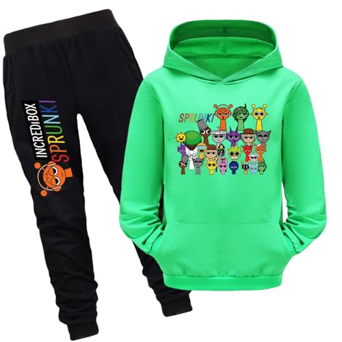 drola Sprunki Hoodie+Hose Sets,100% Baumwolle mit Kapuze Trainingsanzug mit Taschen Casual Regular Pullover für Jungen und Mädchen Geschenk von drola