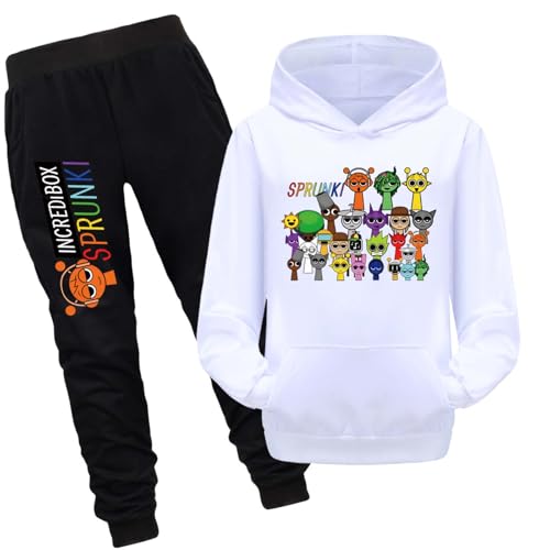 drola Sprunki Hoodie+Hose Sets,100% Baumwolle mit Kapuze Trainingsanzug mit Taschen Casual Regular Pullover für Jungen und Mädchen Geschenk von drola