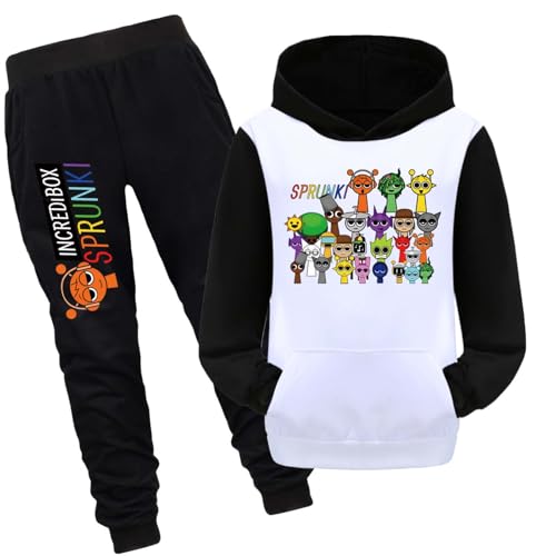 drola Sprunki Hoodie+Hose Sets,100% Baumwolle mit Kapuze Trainingsanzug mit Taschen Casual Regular Pullover für Jungen und Mädchen Geschenk von drola