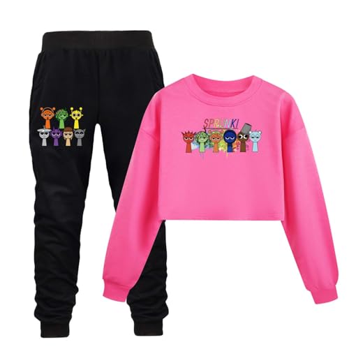 drola Sprunki Hoodie+Hose Sets,Kurzer Kapuzen-Trainingsanzug Lässig Regular Pullover für Jungen und Mädchen Geschenk von drola