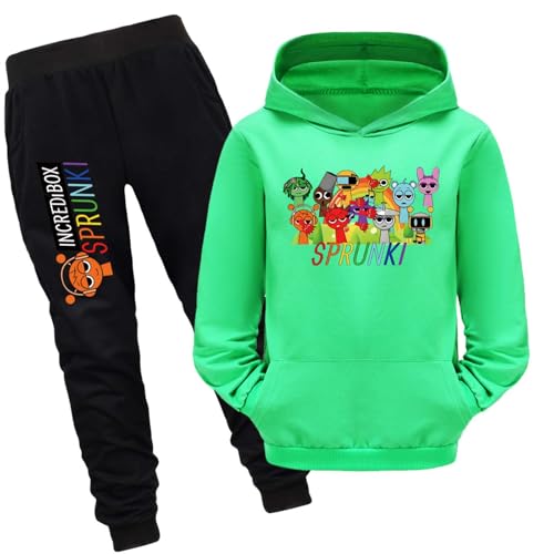 drola Sprunki Kapuzenpulli und Hose Set,Unisex 100% Baumwolle 2 Stück Sets Winter Warm Hooded Casual für Kinder Jungen Mädchen von drola