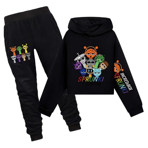 drola Sprunki Kids2Pcs Hoodie+Pant Set,100% Baumwolle Print Lange Ärmel Winter Kostüm Casual Regular mit Kapuze für Jungen und Mädchen Geschenk von drola