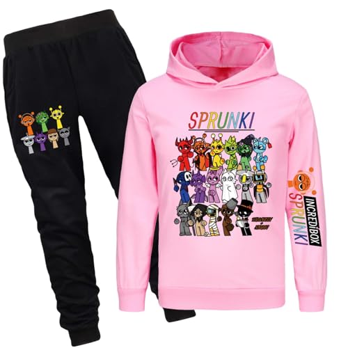drola Sprunki Kinder Trainingsanzug Sets 100% Baumwolle Kapuzenpulli und Hose Set, lange Ärmel mit Kapuze Winter Workout für Kinder Jungen und Mädchen von drola