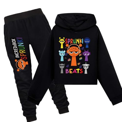 drola Sprunki Pullover und Hose 2er Set,100% Baumwolle Kinder Hoodie Casual Unisex für Herbst und Winter Lose Kostüm Kleidung von drola