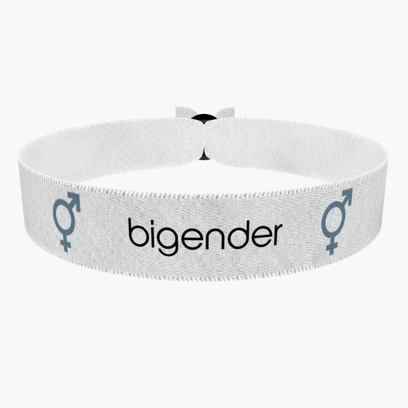 Bigender Symbol Text Weiß Stoffarmband - Handgemachtes Lgbtq Armband Für Stolz Und Vielfalt Schmuck Pride von druckpalast