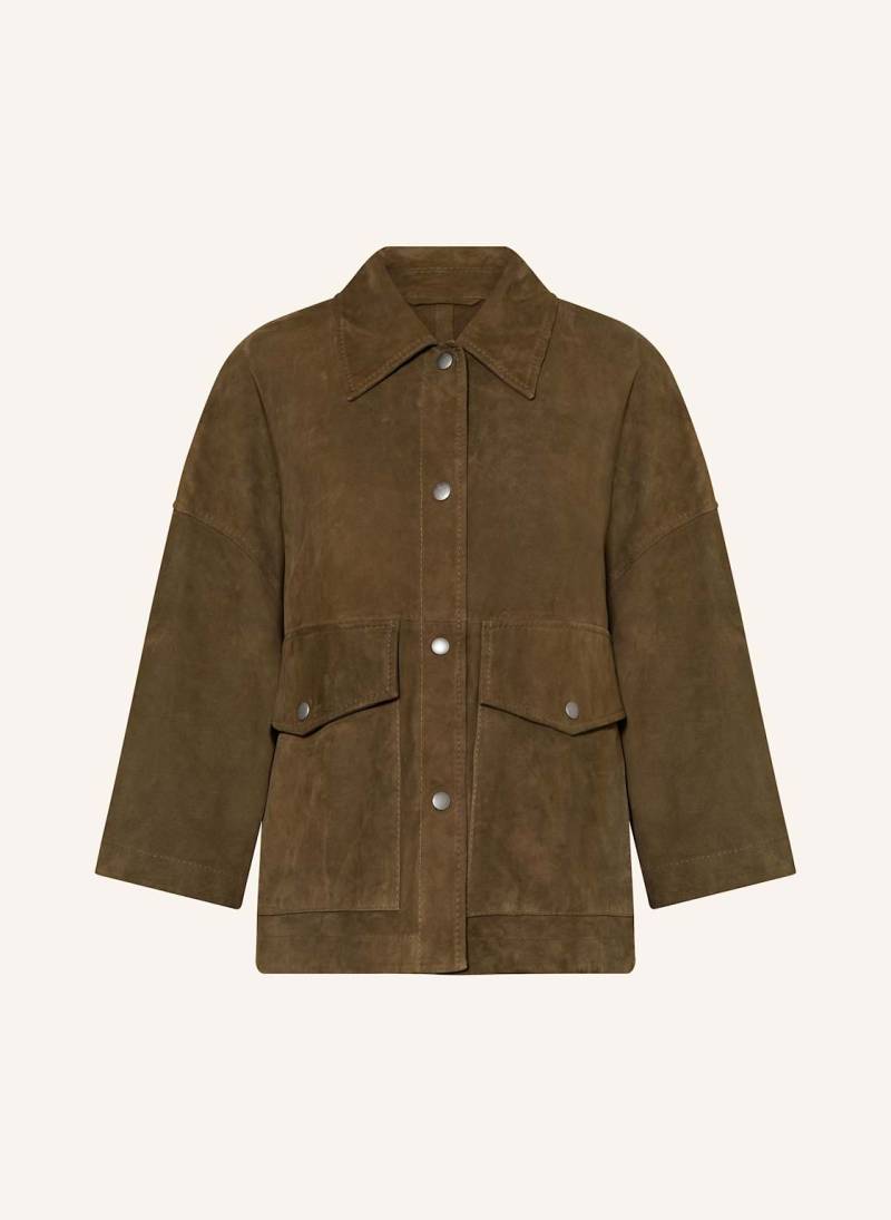 Drykorn Kastenjacke Ans Aus Leder Mit 3/4-Arm gruen von drykorn