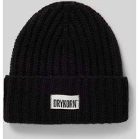 Drykorn Mütze mit Label-Patch Modell 'EANI' in Black, Größe 1 von drykorn