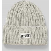 Drykorn Mütze mit Label-Patch Modell 'EANI' in Hellgrau Melange, Größe 1 von drykorn