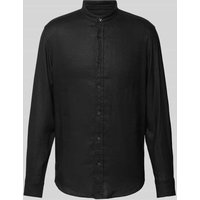 Drykorn Regular Fit Leinenhemd mit Stehkragen Modell 'TAROK' in Black, Größe XL von drykorn