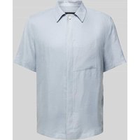 Drykorn Regular Fit Leinenhemd mit verdeckter Knopfleiste Modell 'TEED' in Sky, Größe XL von drykorn