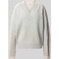 Drykorn Strickpullover aus Schurwolle Modell 'PASELIA' in Hellgrau Melange, Größe M von drykorn