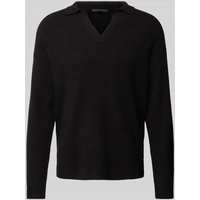Drykorn Strickpullover mit gerippten Abschlüssen Modell 'RUSTINO' in Metallic Black, Größe M von drykorn
