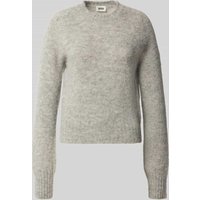 Drykorn Strickpullover mit gerippten Abschlüssen in Hellgrau Melange, Größe L von drykorn