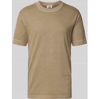 Drykorn T-Shirt mit geripptem Rundhalsausschnitt Modell 'RAPHAEL' in Sand, Größe XXL von drykorn