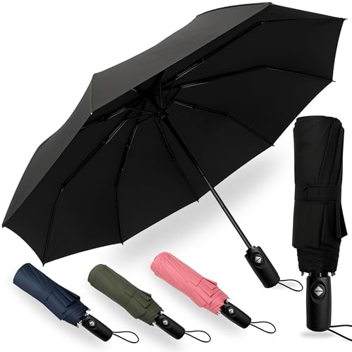 Regenschirm sturmfest I Taschenschirm leicht 390 Gramm I Regenschirm klein Ø 98cm für Reise und Alltag I Taschenschirm automatik auf und zu I Für Damen und Herren I Drytogo von drytogo