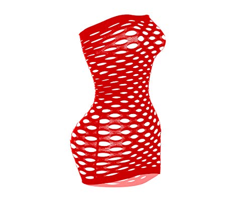 ds. distinctive style Fishnet Dessous Damen Bodysuit Trägerlose Nachtwäsche One Size Chemise für Damen für Damen - Rot von ds. distinctive style