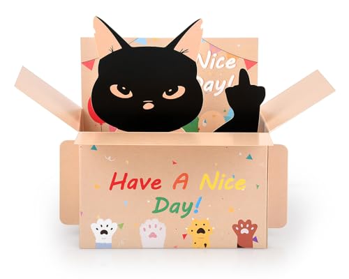 ds. distinctive style Mittelfinger Katze Geburtstagskarte 3D Pop Up schwarze Katze Geburtstagskarte lustige Erwachsene Geburtstagskarten für Frauen von ds. distinctive style