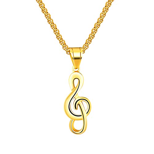 dsanbo Damen Herren Schmuck 55cm Kette Anhänger Musik Note Notenschlüssel Edelstahl Halskette von dsanbo