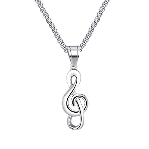 dsanbo Damen Herren Schmuck 55cm Kette Anhänger Musik Note Notenschlüssel Edelstahl Halskette von dsanbo