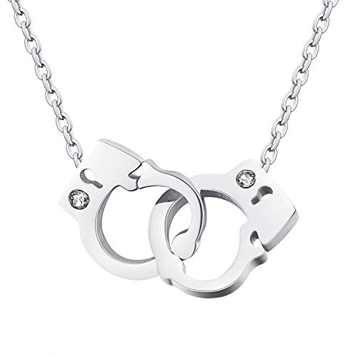 dsanbo Damen Kette Edelstahl Anhänger Handschellen Zirkonia Liebe Mädchen Schmuck Halskette von dsanbo