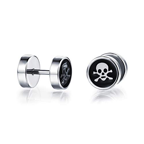 dsanbo Herren Ohrstecker Sch?del Totenkopf Edelstahl Ohrringe Silber Schwarz Ohrschmuck von dsanbo