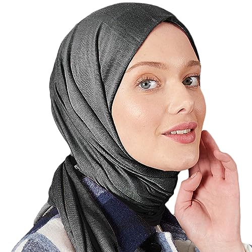 Premium Jersey Turban Kopftuch Schal Wrap Instant Hijab Für Damen | Instant Hijab | Schal Cap für Frauen Hijab Muslim (Anthrazit) von dscarf