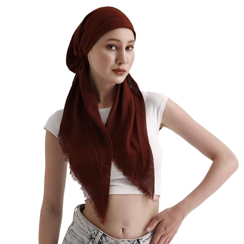 dscarf Chemo Kopftuch für Frauen mit Haarausfall Vorgebundene Kopftücher | Weiche Chemo-Kopfbedeckung | Kopfbedeckung bereit Turban in Versiegelter (Burgund) von dscarf
